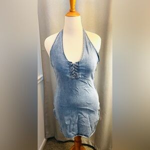 Stylish Divided H&M Denim Mini Halter Dress. Preowned, good condition.